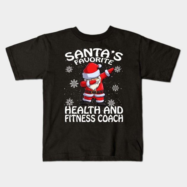 Santas Favorite Health And Fitness Coach Christmas Kids T-Shirt by intelus